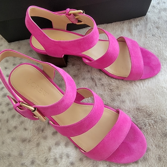 J. Crew three-strap stacked-heel sandals in  suede, 6.5 - Picture 4 of 10
